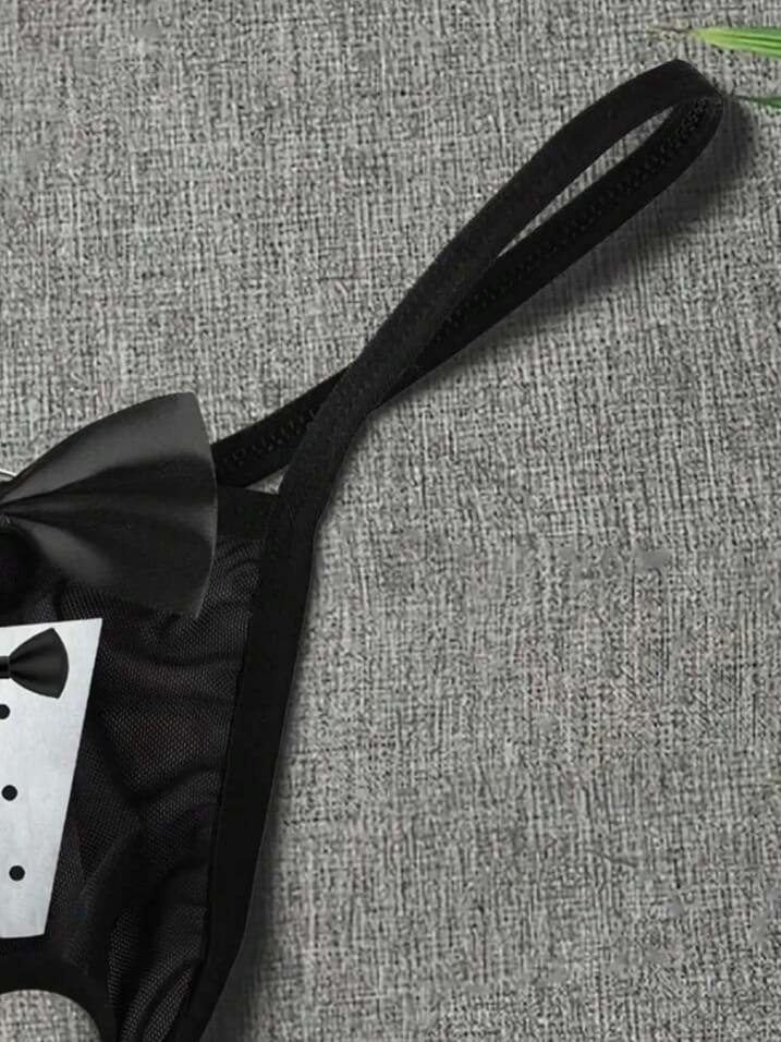 Midnight Tuxedo Open-Pouch Thong